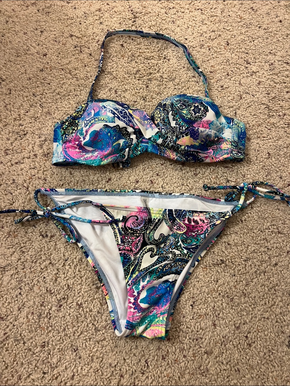 Victoria's Secret Multicolor Paisley Bikini - Blue, Pink, Teal